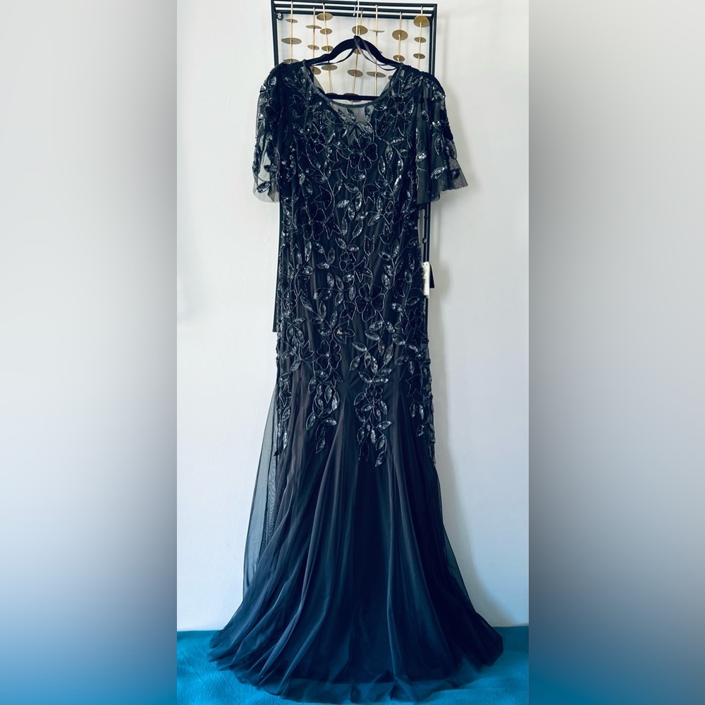 NWT Adrianna Papell Beaded long gown color Twilight - Picture 1 of 4